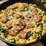 Creamy Chicken Sausage Orzo Skillet