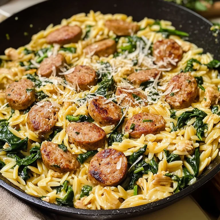 Creamy Chicken Sausage Orzo Skillet