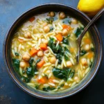 Lemon Orzo Chickpea Soup
