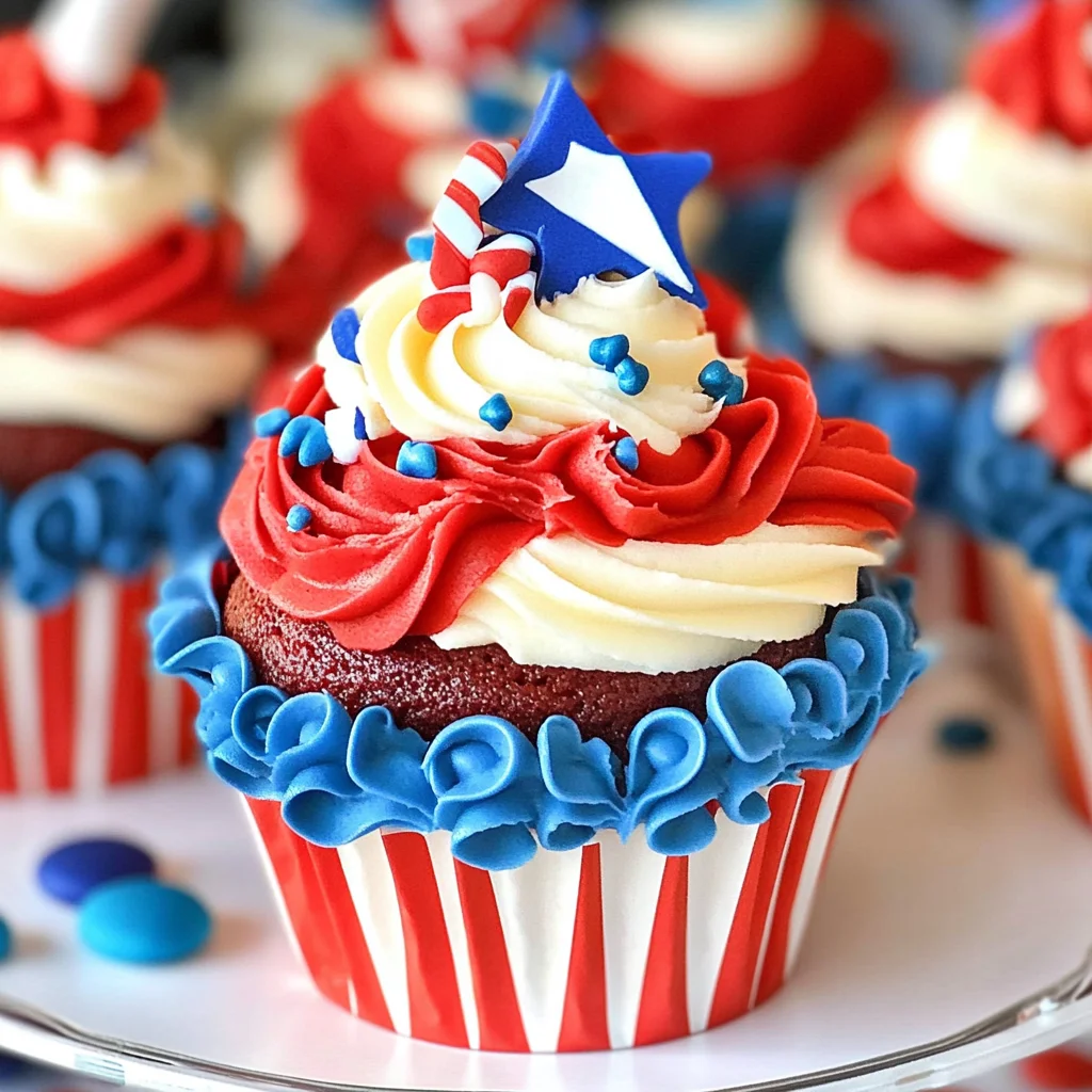Red, White and Blue Cupcakes