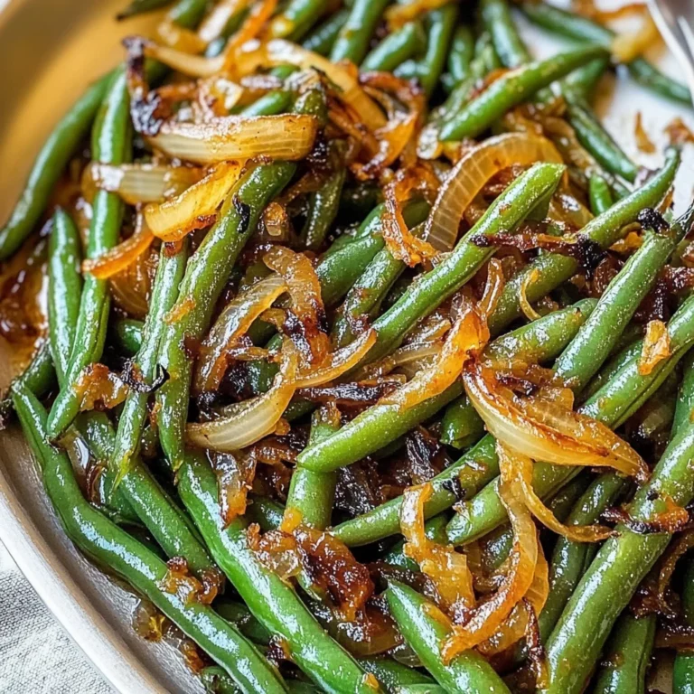 Roasted Green Beans with Caramelized Onions
