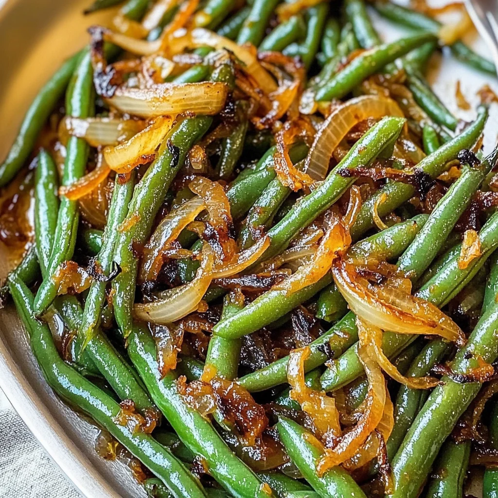 Roasted Green Beans with Caramelized Onions