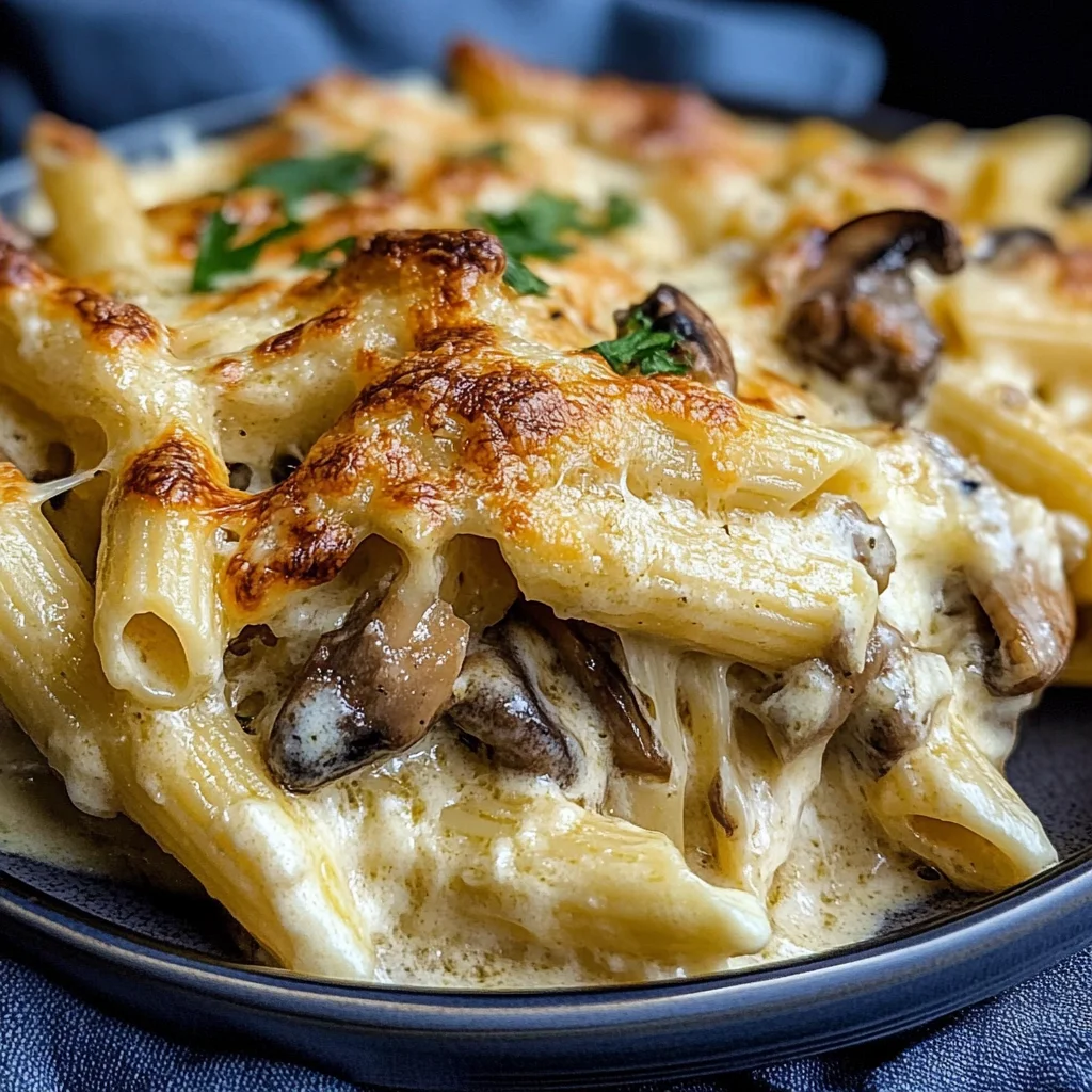 Creamy Mushroom Alfredo Pasta Bake