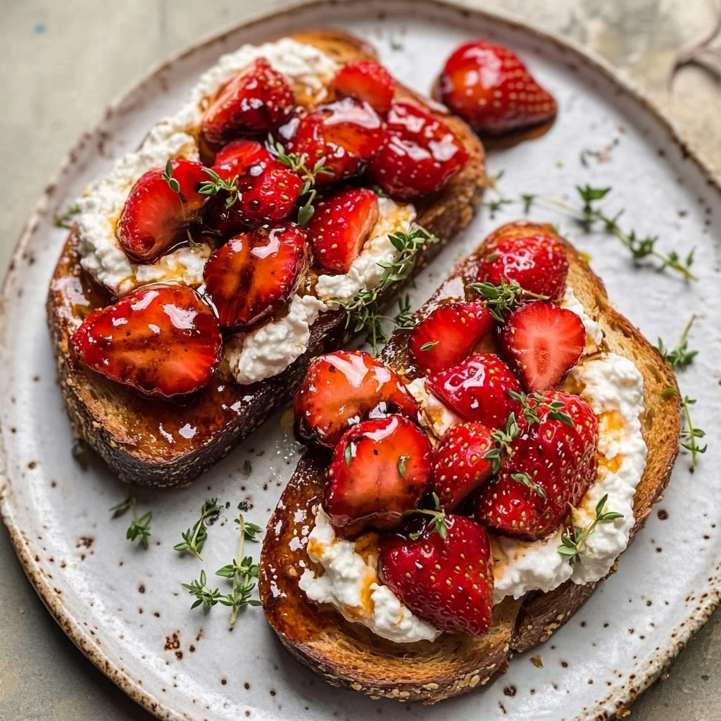 Roasted Strawberry Whipped Ricotta Toast