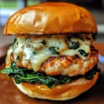 White Cheddar and Spinach Chicken Burgers 4 Servings Easy Delicious